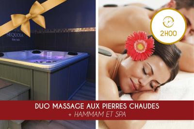 DUO MASSAGE PIERRES CHAUDES (1H00) + HAMMAM ET SPA